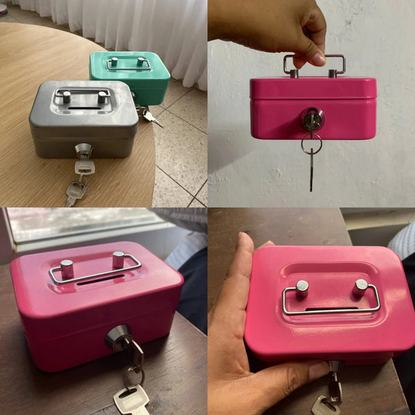 Compact Metal Key-Lock Money Box