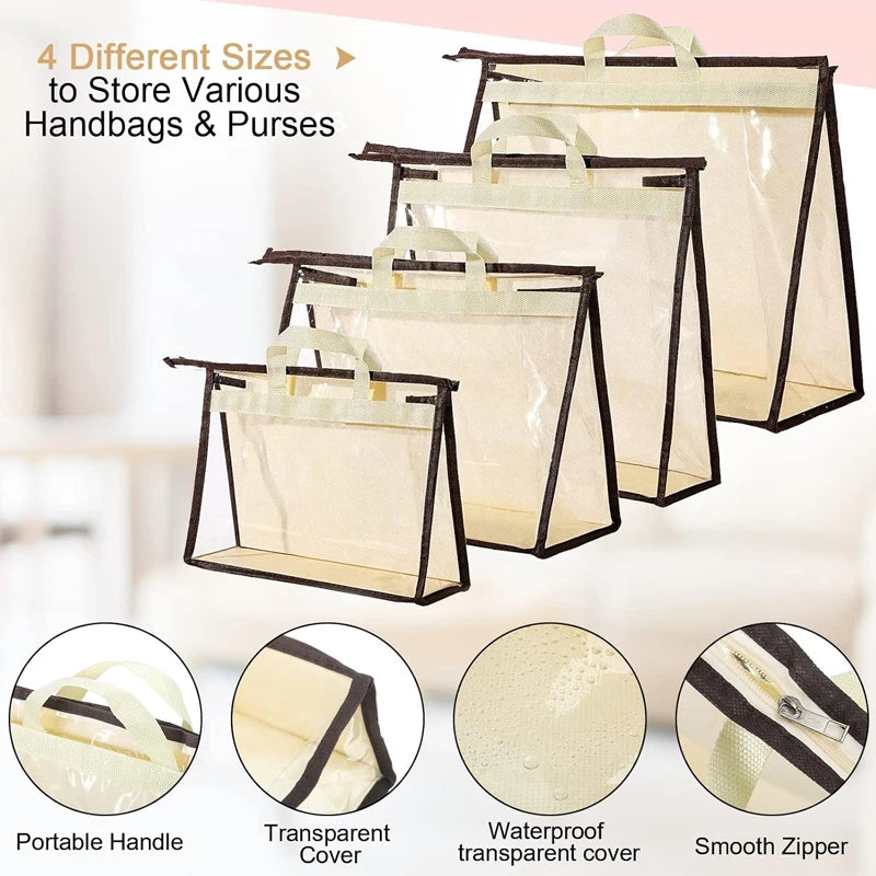 Transparent Dust-Proof Handbag Storage Bag with Hanging Hook