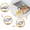 Diagram showing three steps for installing an attic stairway insulation cover with a sealed barrier.