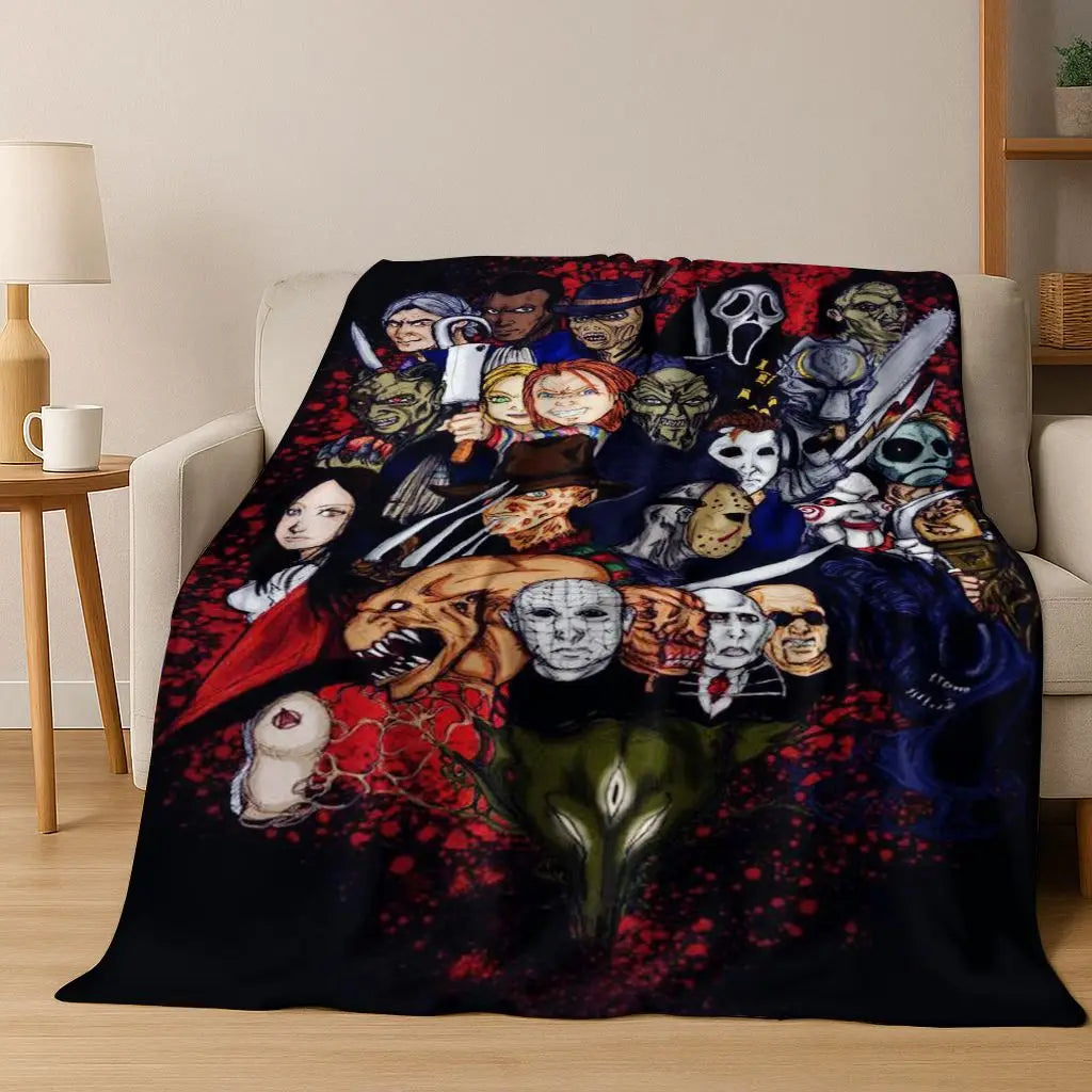 Ghost Face Horror Character Flannel Throw Blanket