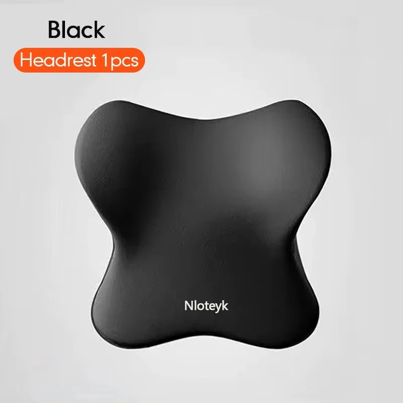 Black memory foam car headrest and lumbar support cushion