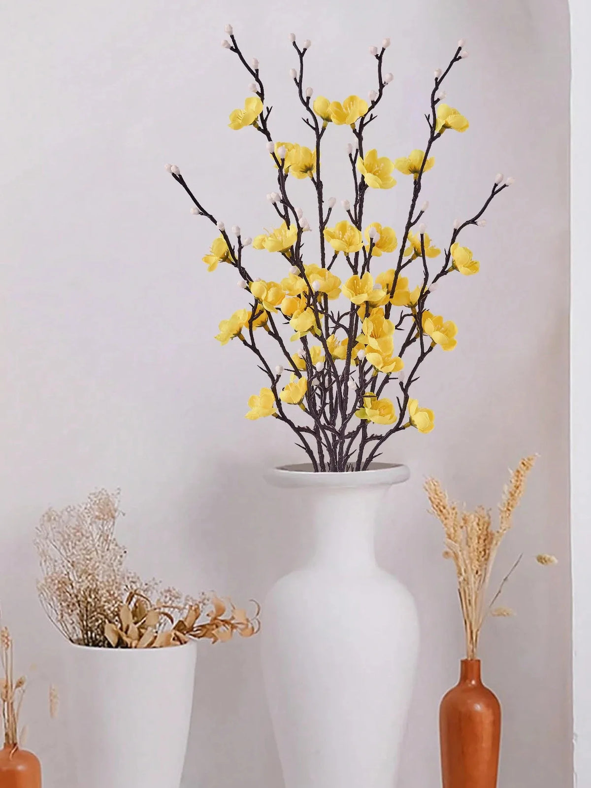 Artificial White Plum Blossom Branch for Chinese Home Décor