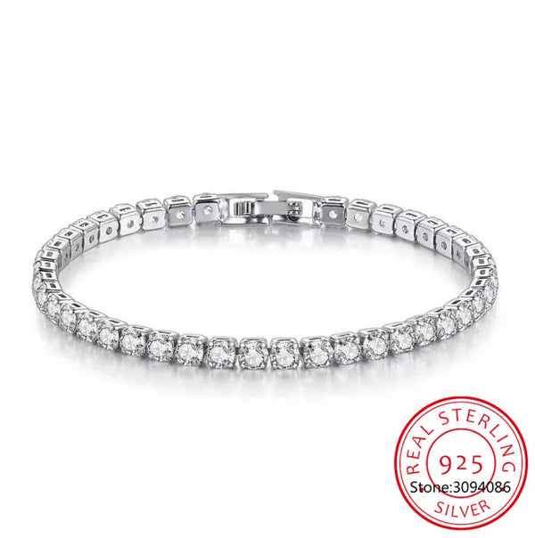 Elegant 925 Sterling Silver Tennis Bracelet with Cubic Zirconia