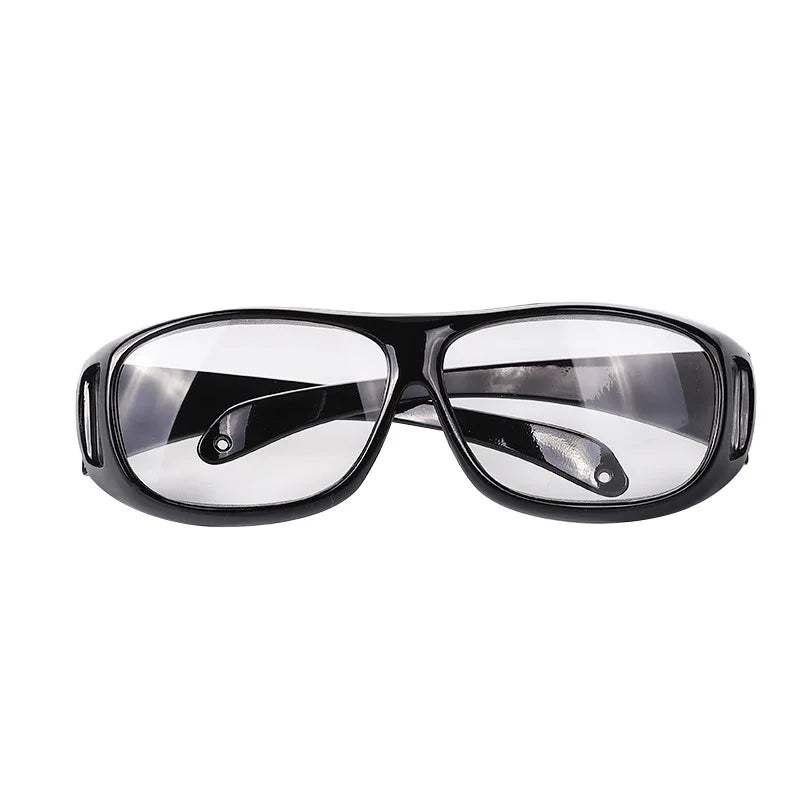 A pair of black ergonomic reading magnifying glasses with wide lenses.