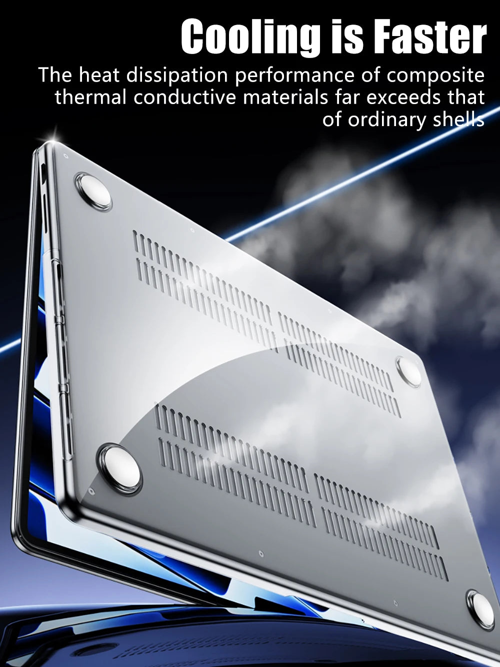 A silver composite thermal conductive material heatsink is shown in a close-up view against a dark background.