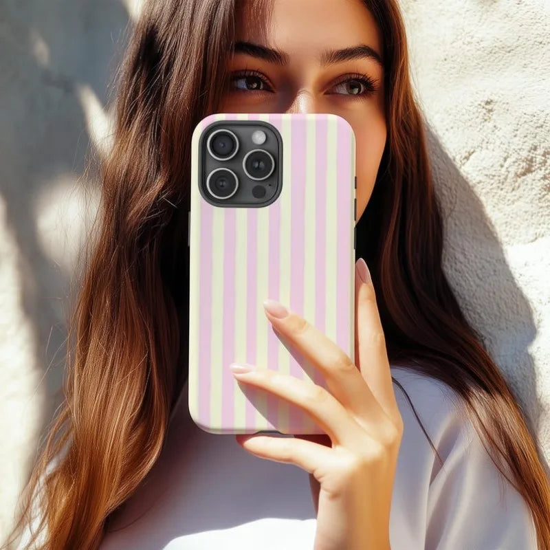 Striped Magnetic Phone Case with Dual-Layer Protection
