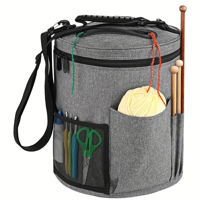 Spacious Crochet Tote Bag with Yarn Storage and Pockets