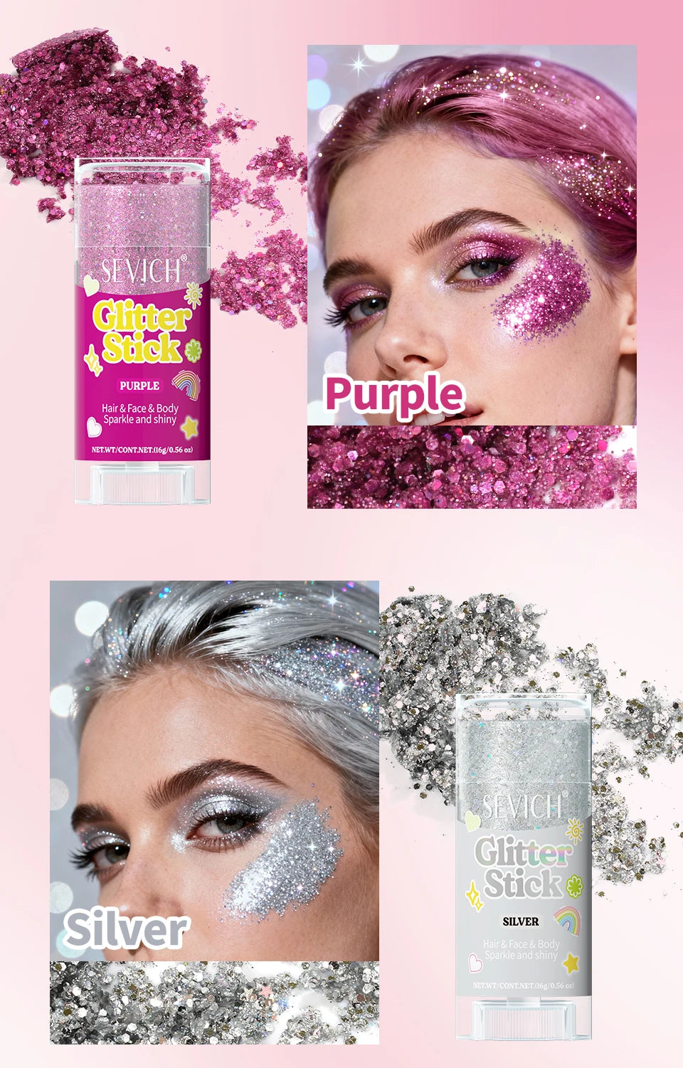 Mermaid Glitter Gel Stick for Face, Hair & Body
