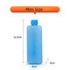 A small blue reusable leak-proof ice pack with dimensions 11.5cm high and 3cm wide.