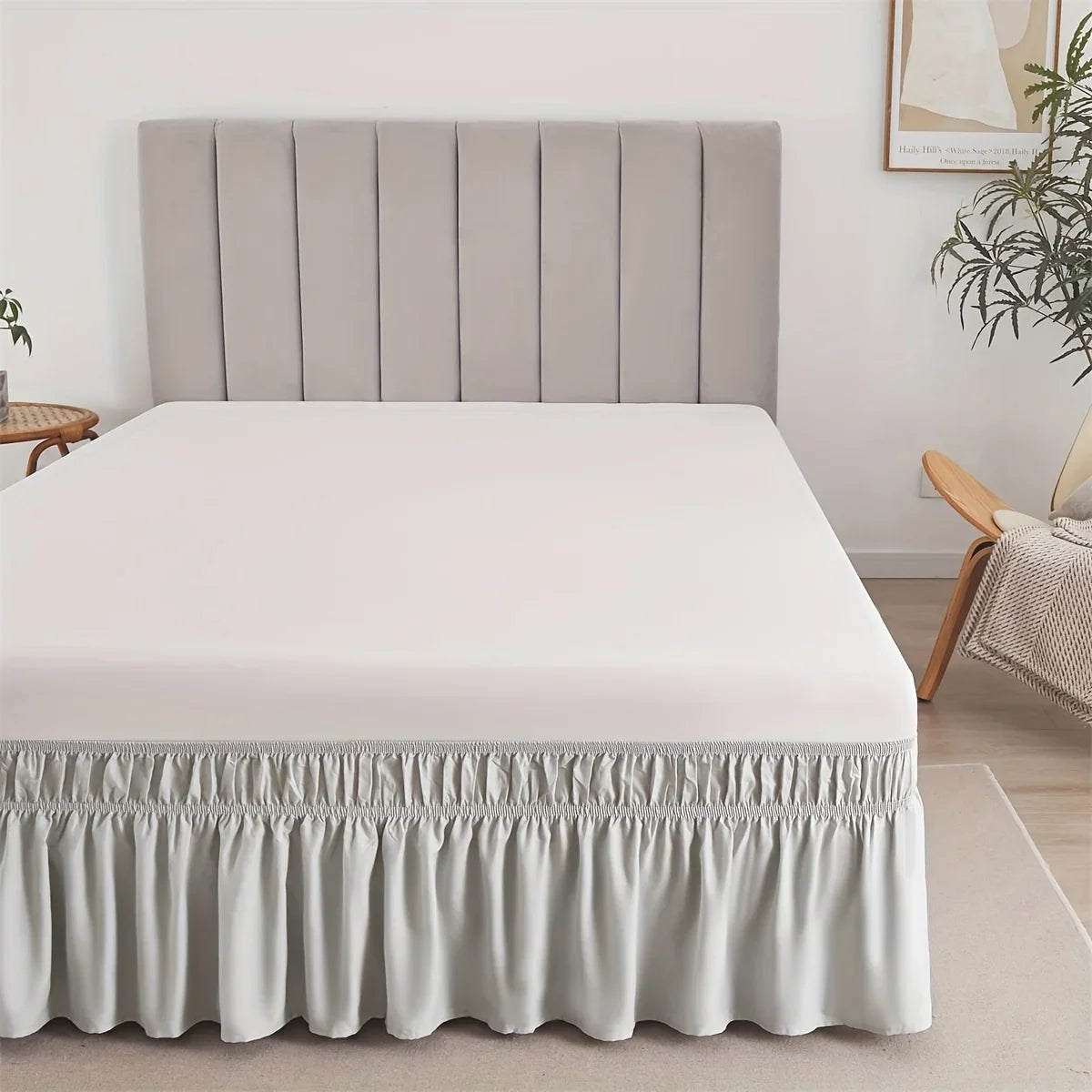 Adjustable Elastic Bed Skirt with Ruffle Trim