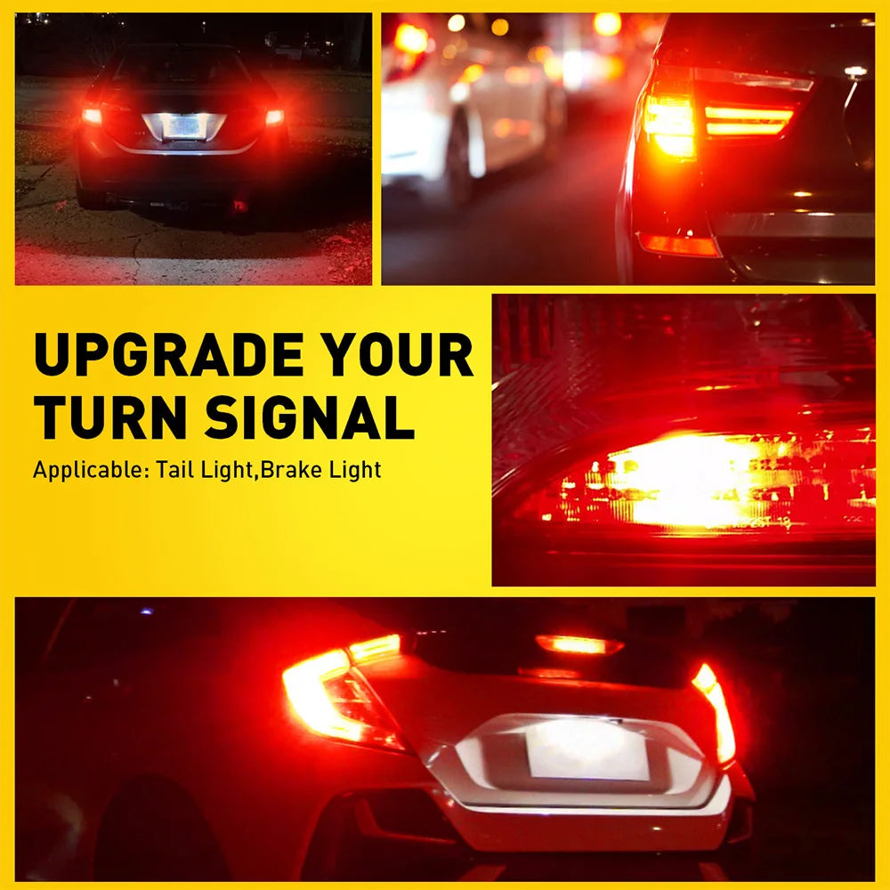 Red LED Brake and Tail Light Bulbs with Dual Brightness Modes
