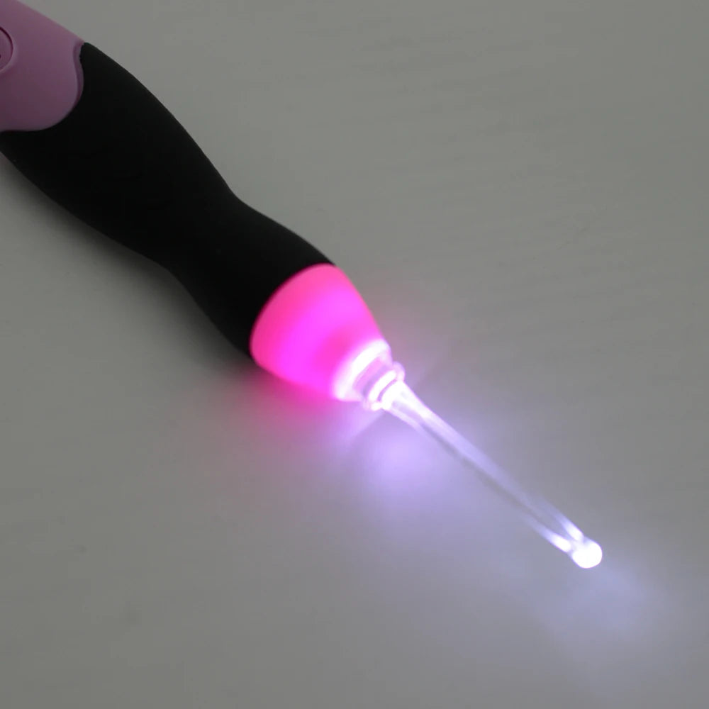 LED Lighted Crochet Hook Set with USB Rechargeable Handle
