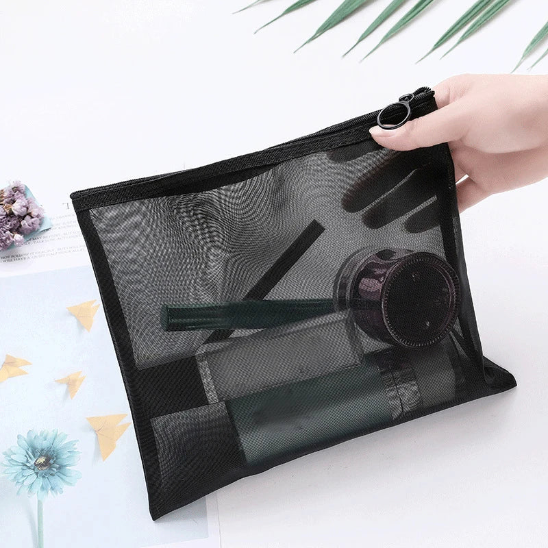 Breathable Mesh Makeup Bag Organizer - Multi-Purpose Travel Toiletry Pouch