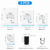 Set of 8 vacuum compression bags including jumbo, large, and medium sizes with an electric pump and USB charging cable