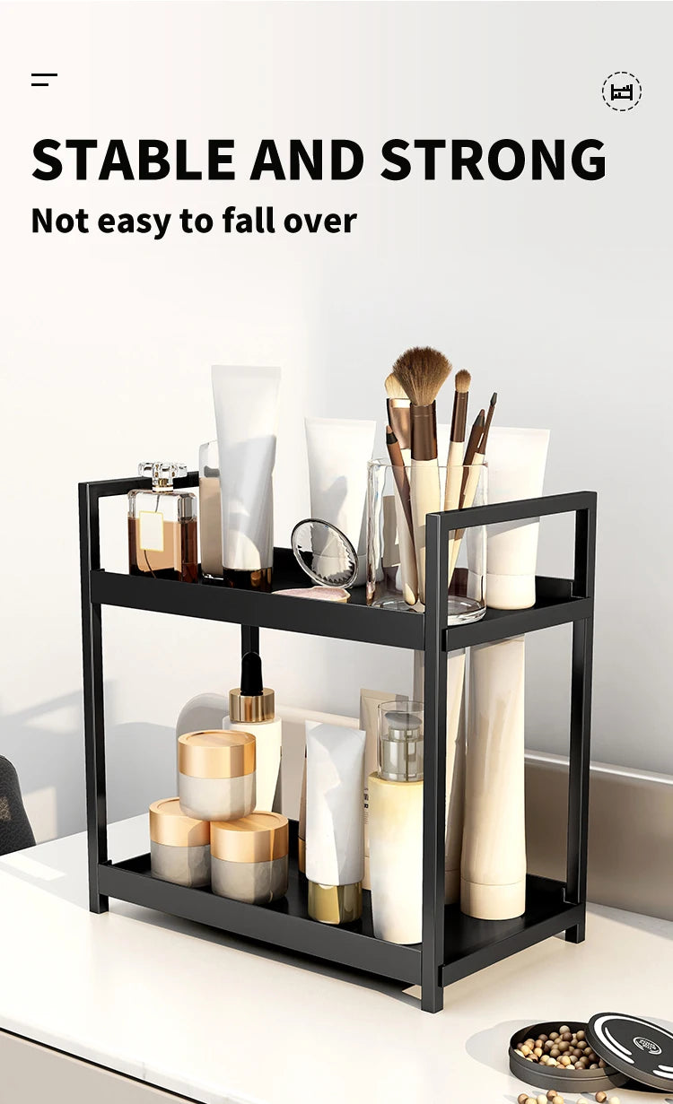 2-Tier Metal Desktop Organizer Rack for Cosmetics, Office Supplies & Bathroom Essentials