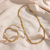 Gold-Plated Herringbone Chain Necklace & Bracelet Set