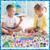 Assortment of kids party favors including snap bracelets, fidget toys, and various small toys.