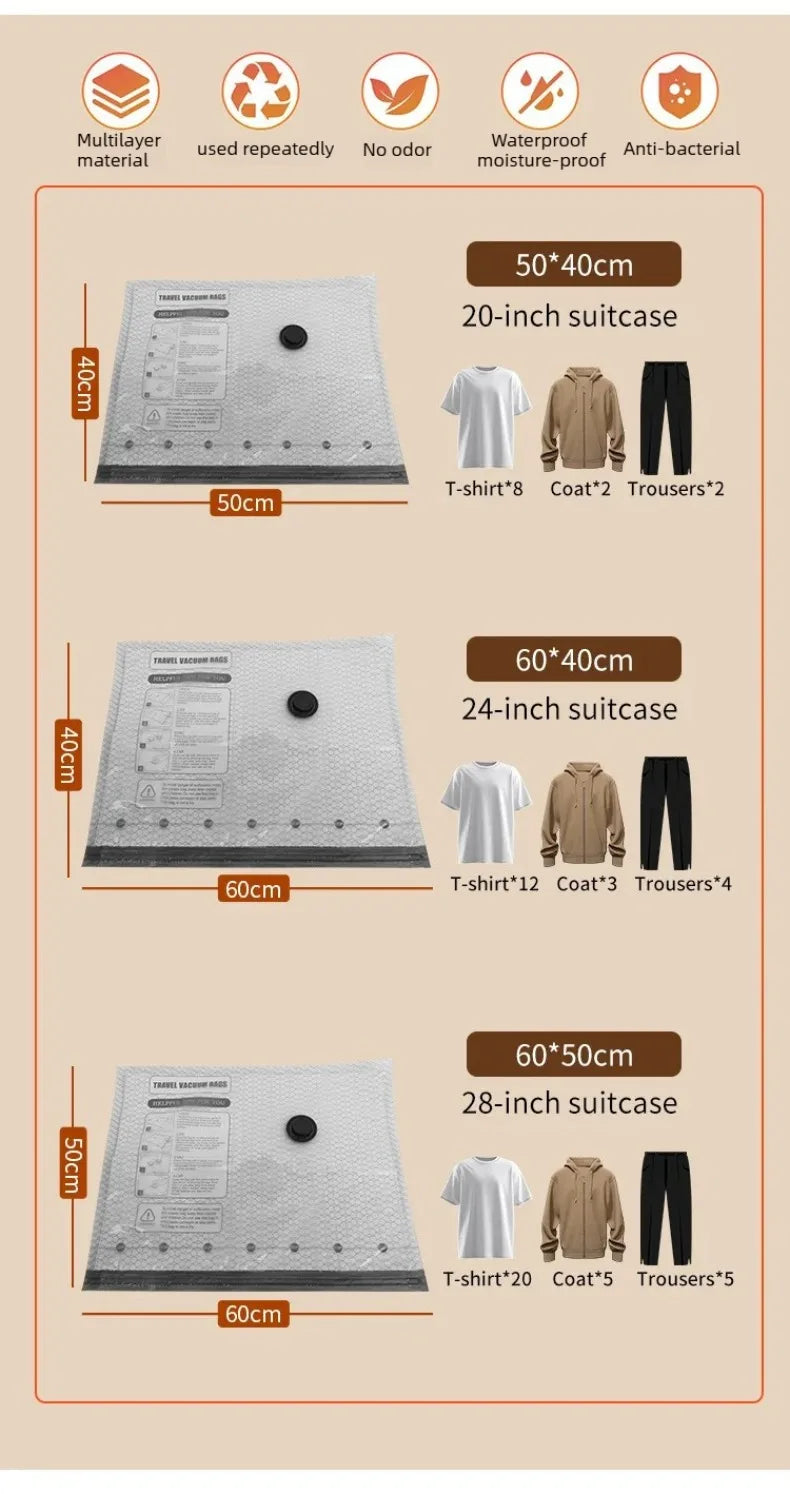 15-Piece Vacuum Storage Bag Set with Rechargeable Pump