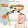 A colorful duck slide toy set for toddlers is shown floating in water, designed to foster creativity and imagination.