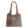 Striped Canvas Tote Bag with Crossbody Strap
