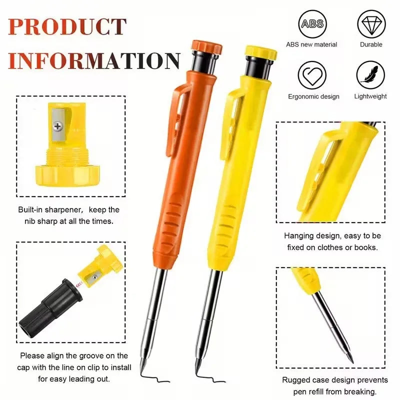Precision Carpenter's Mechanical Pencil with Integrated Sharpener