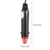 A black compact electric heat gun with a red nozzle and various air modes is shown against a white background.
