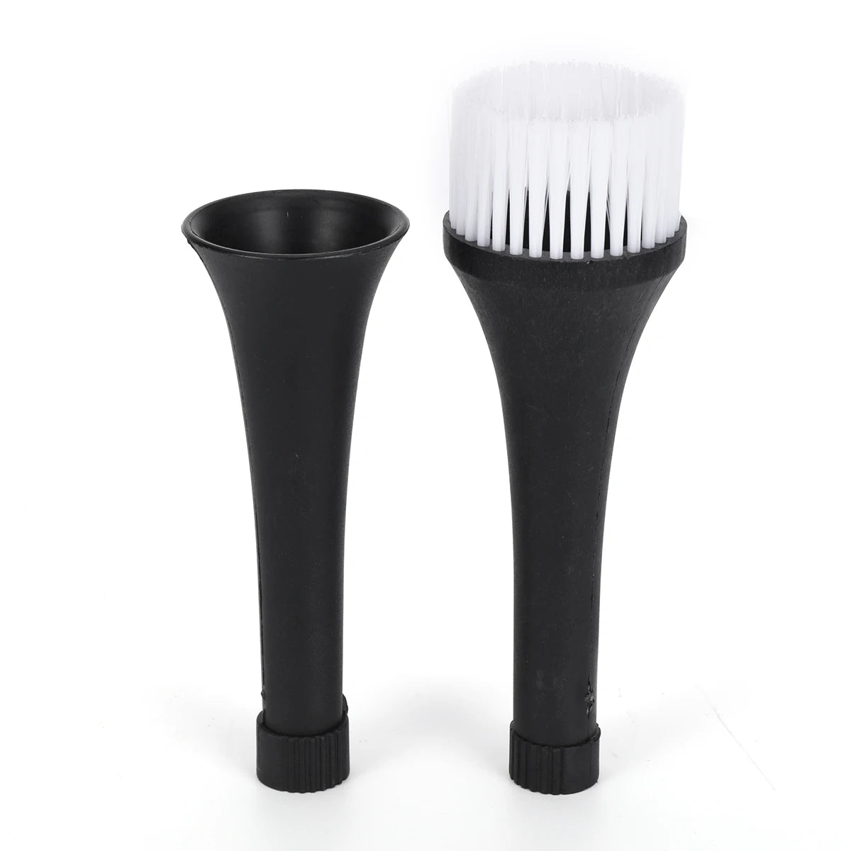 Black high-pressure air blow gun with a white bristled nozzle for car detailing