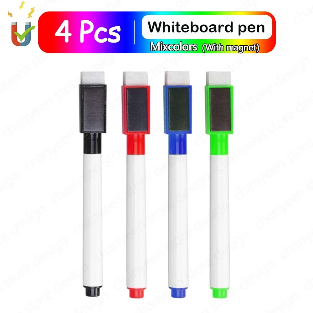 Magnetic Dry-Erase Pens with Refillable Ink, 8 Colors