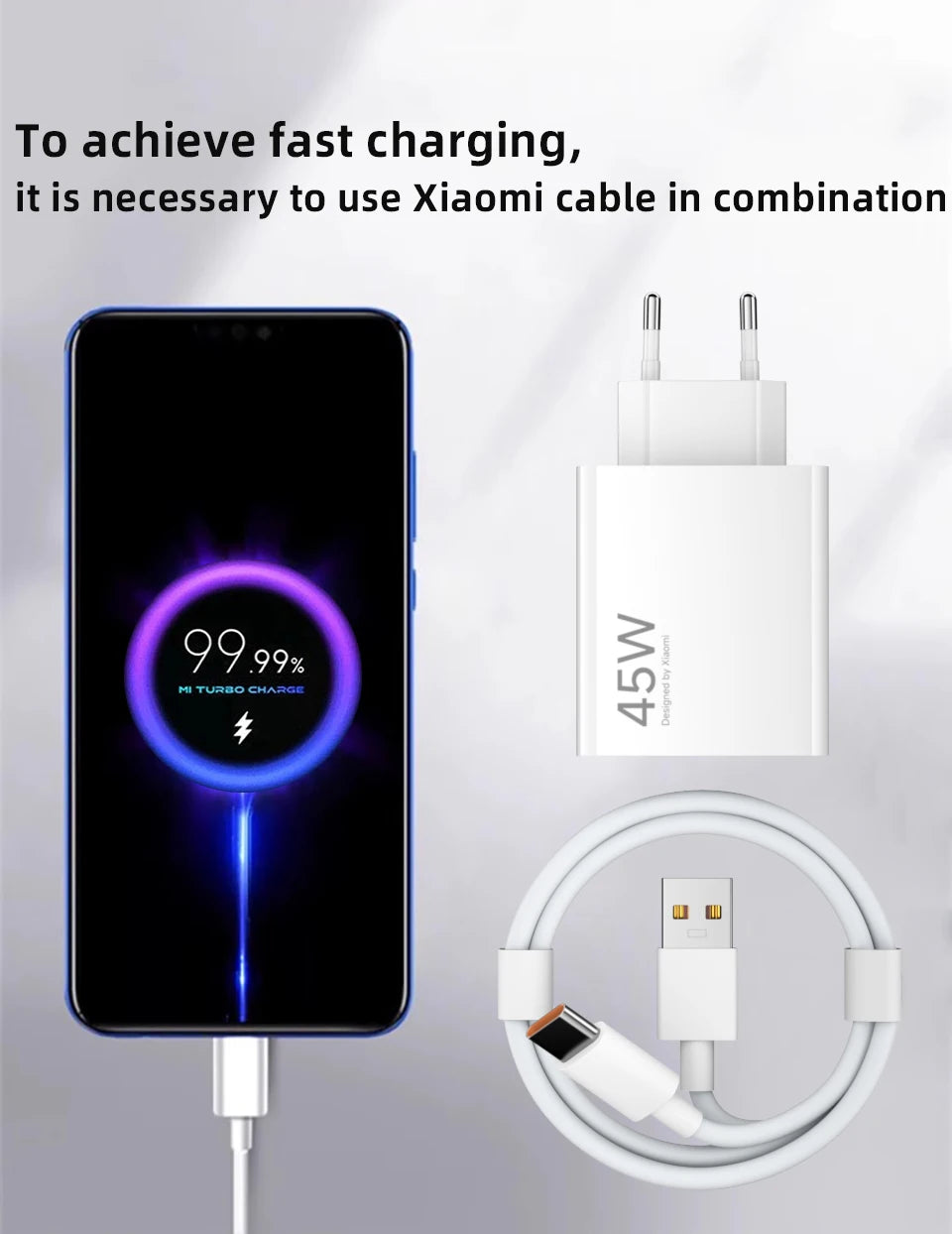 Xiaomi 45W Turbo Fast Charger with USB-C Cable