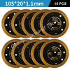 Ten circular diamond saw blades with a 1.1mm thickness and 105x20 dimensions
