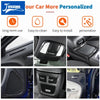 Carbon fiber interior trim kit for a Dodge Charger showing various installed components and details.
