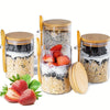 Airtight Glass Overnight Oats Jars with Spoon (16 oz)