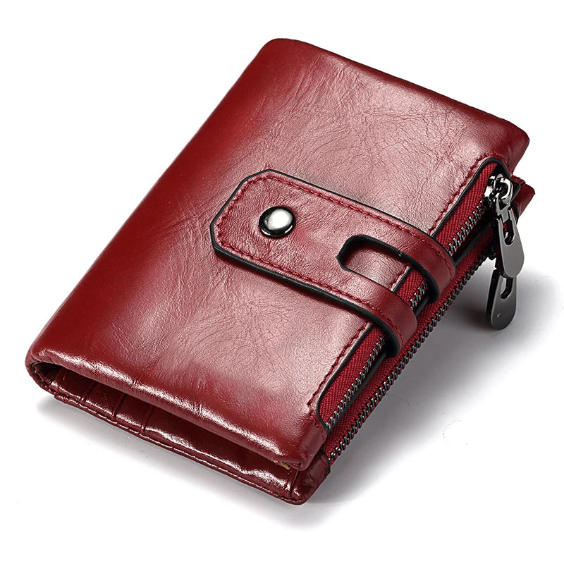 Vintage Leather Wallet with RFID Protection and Multiple Compartments