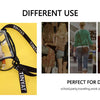 Clear crossbody bag with adjustable strap shown next to various daily use scenarios.