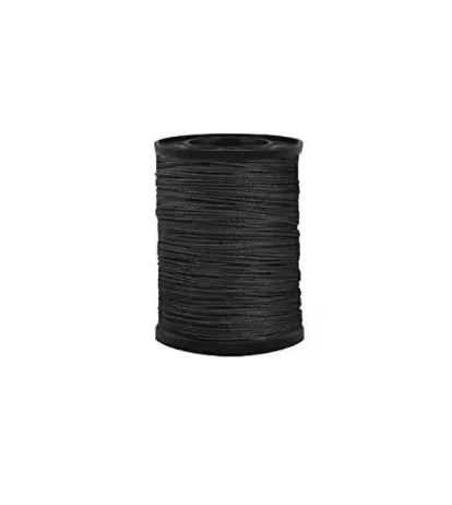 A spool of black heavy-duty waxed nylon thread for sewing and repairs.