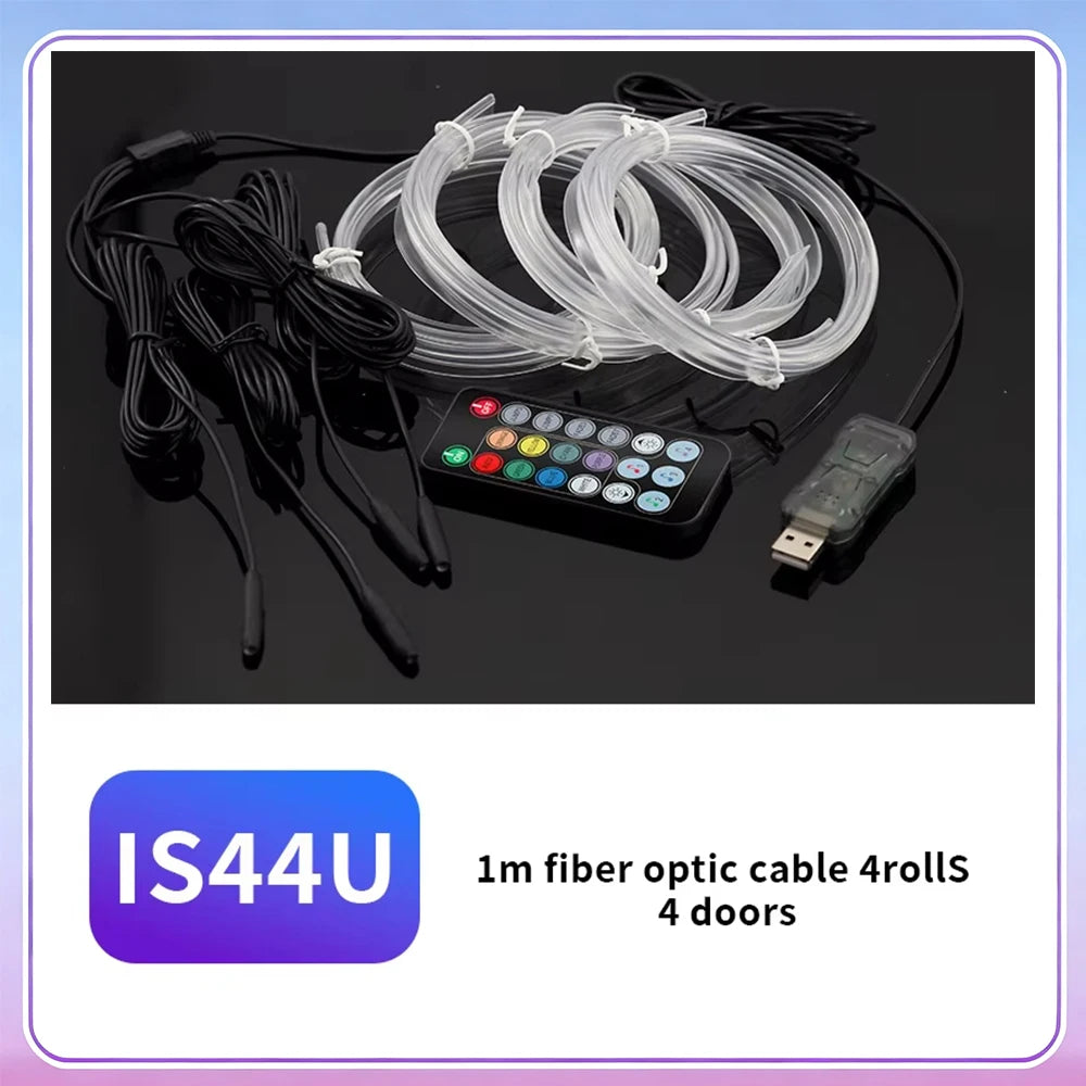 1m fiber optic cable rolls for 4 doors and a USB LED ambient interior light strip with APP control