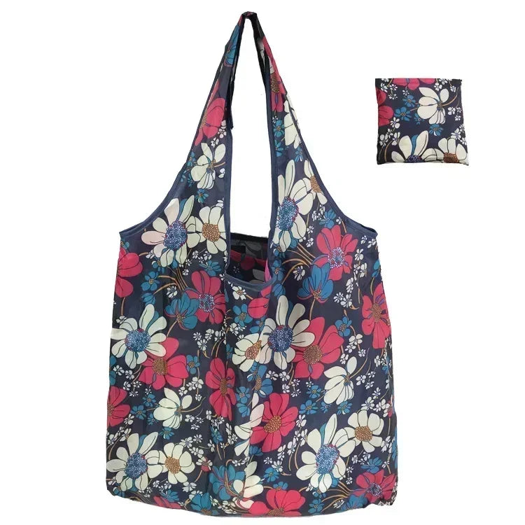 Foldable Reusable Shopping Tote with Animal Print Design