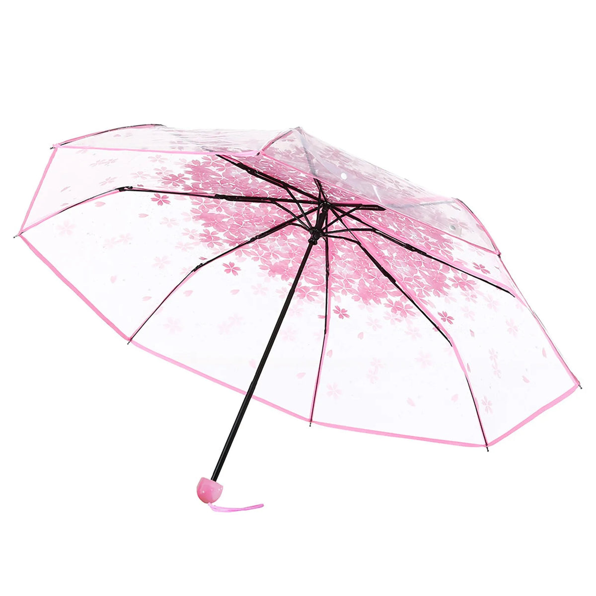 Clear Bloom Folding Umbrella with Floral Print