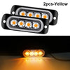 Two yellow LED strobe side marker lights are shown, with one light illuminated in a dark setting.