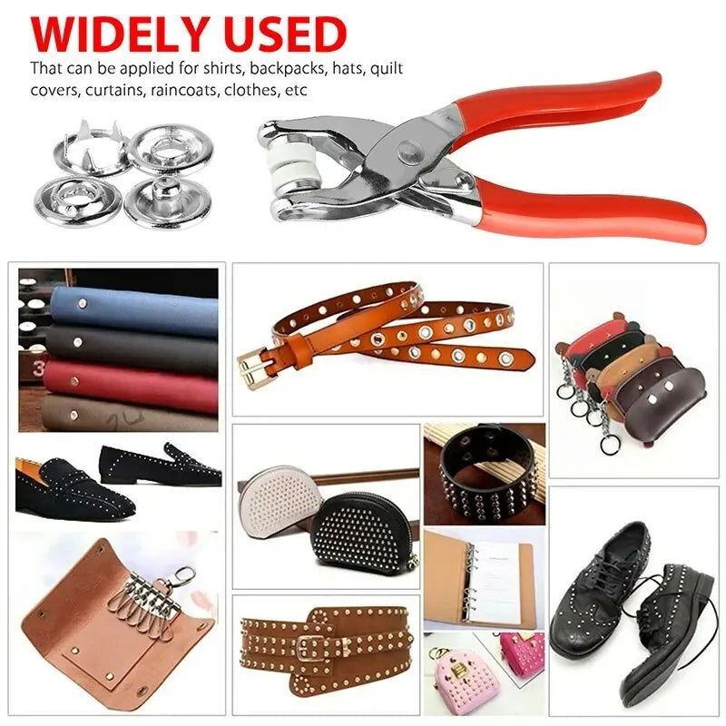 Snap Fastener Kit with Pliers – 400-Piece Metal Buttons