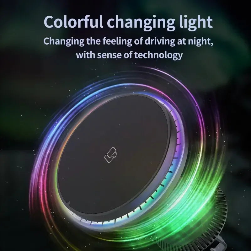Cargador Inalámbrico Magnético para Coche con Iluminación RGB