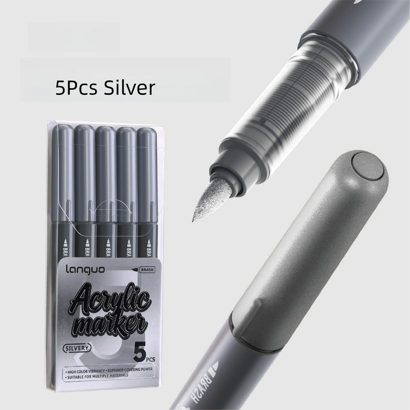 Acrylic Paint Pens - 5 Pack Permanent Markers for Rock, Glass & Metal