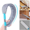 A telescopic microfiber duster brush with an adjustable handle and a soft gray cleaning head.