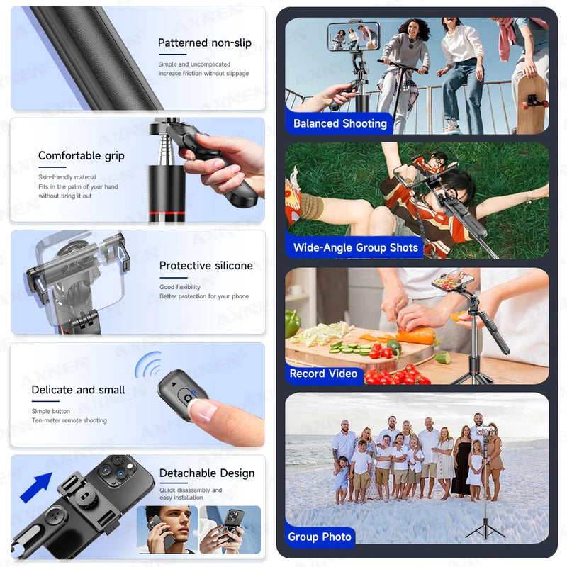 Extendable Selfie Stick Tripod with Bluetooth Remote
