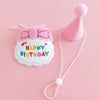 Pink pet birthday party hat and bib set for cats and small dogs