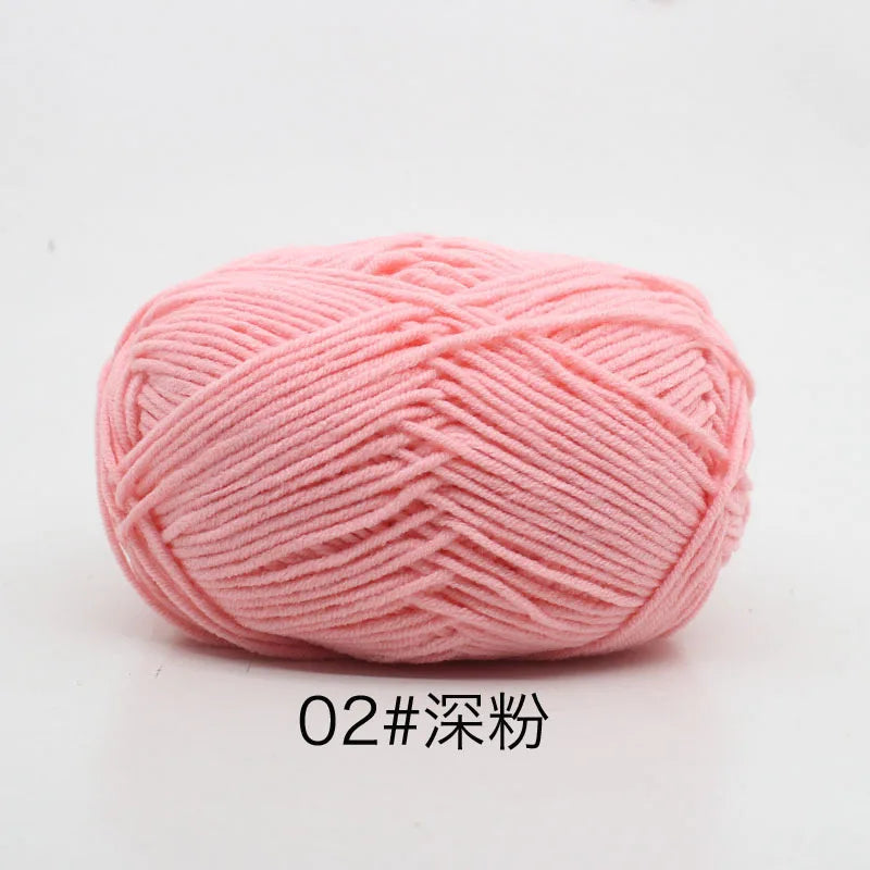 Pink 4-ply milk cotton yarn skein for knitting and crochet