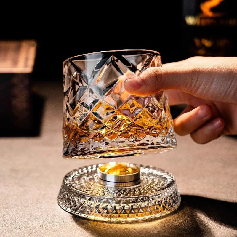 Rotating Crystal Whisky Glass
