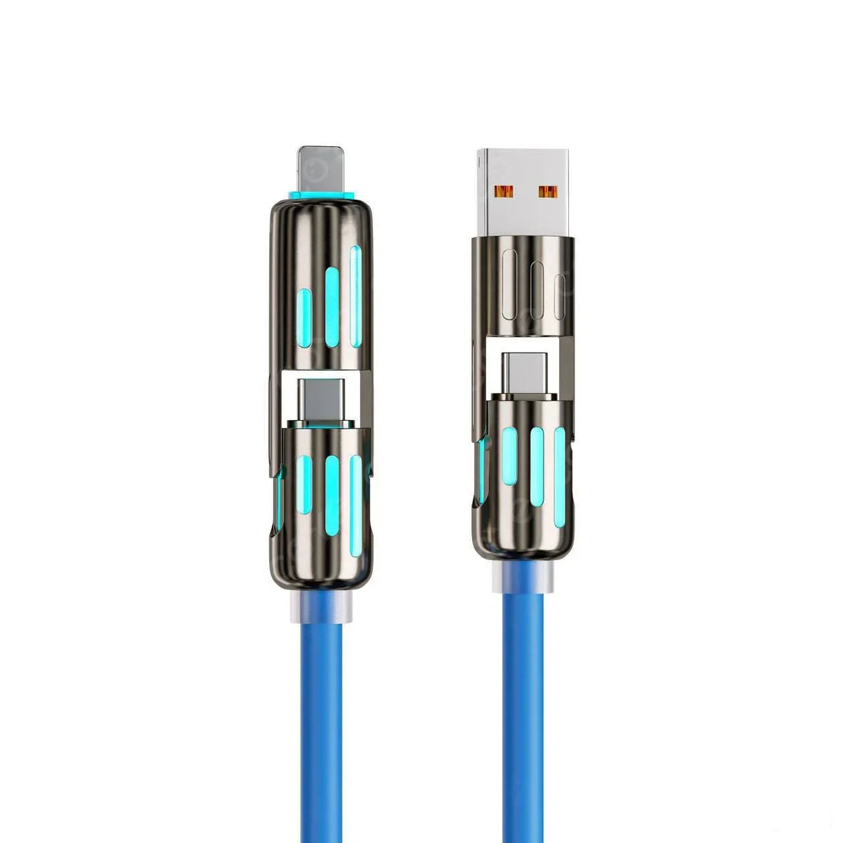 A multi USB-C cable featuring two connectors, one for fast charging and data sync.