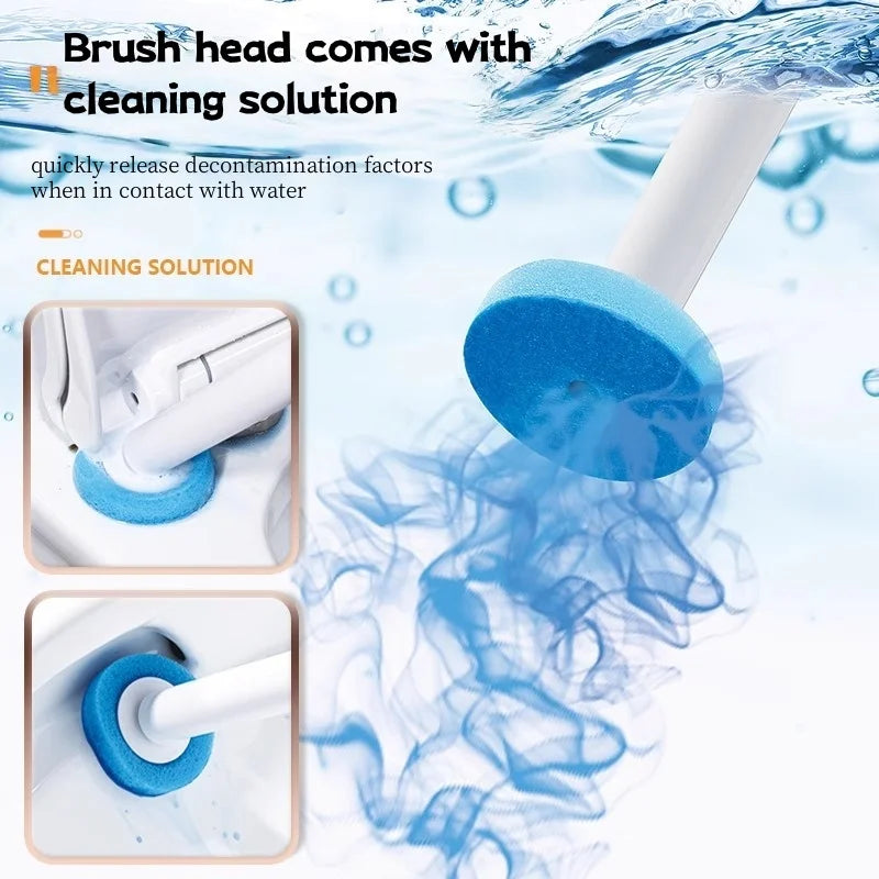 Wall-Mounted Disposable Toilet Brush Set with Refill Heads