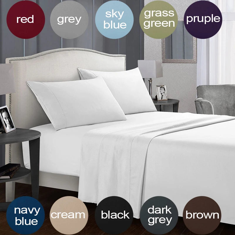 A white bedding set featuring a headboard and various colored fabric options including red, grey, sky blue, grass green, purp